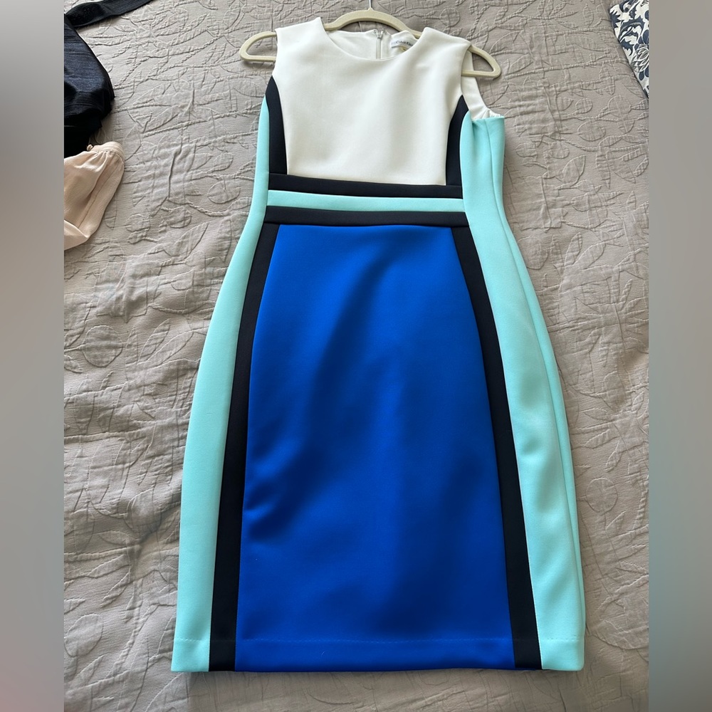 Calvin Klein multicolored blue midi dress